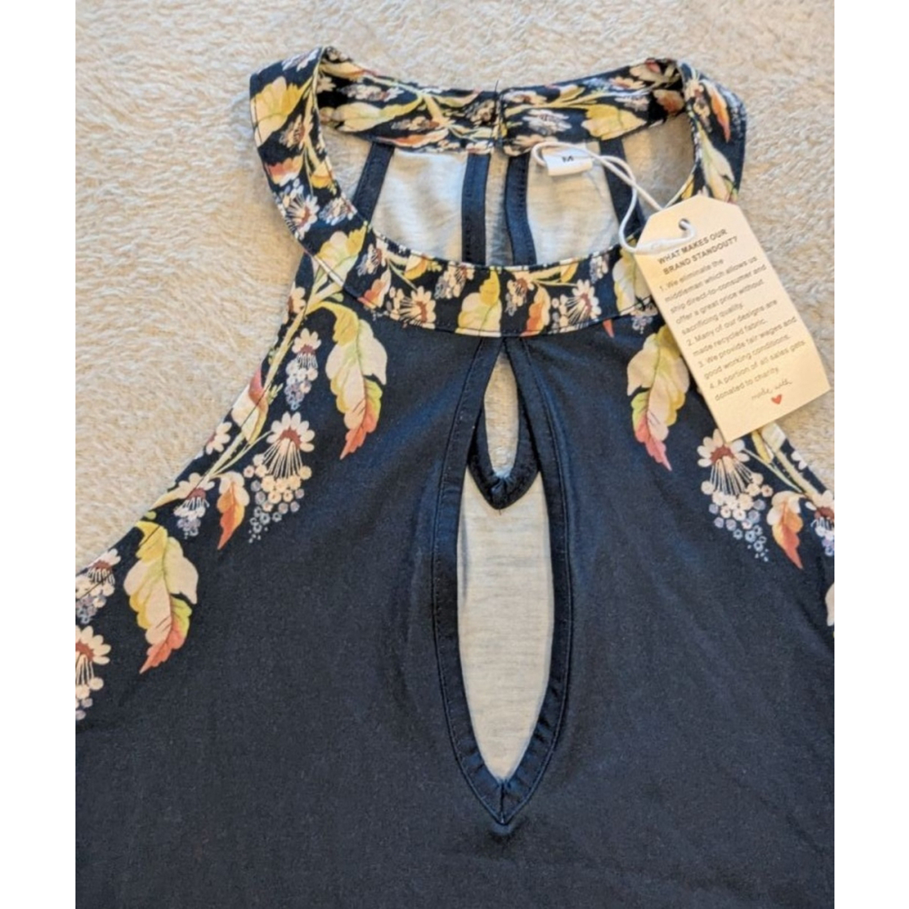 Women's Unbranded Black Floral Halter Neck Aline Dress M - Picture 3 of 11